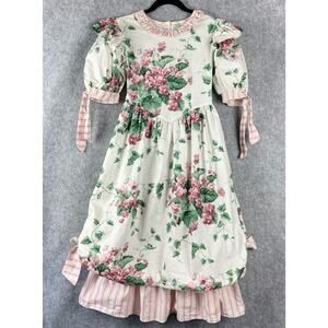 Vintage Sarah Kent Floral Prairie Dress Girls 14 Shabbychic Cottage Easter 80s